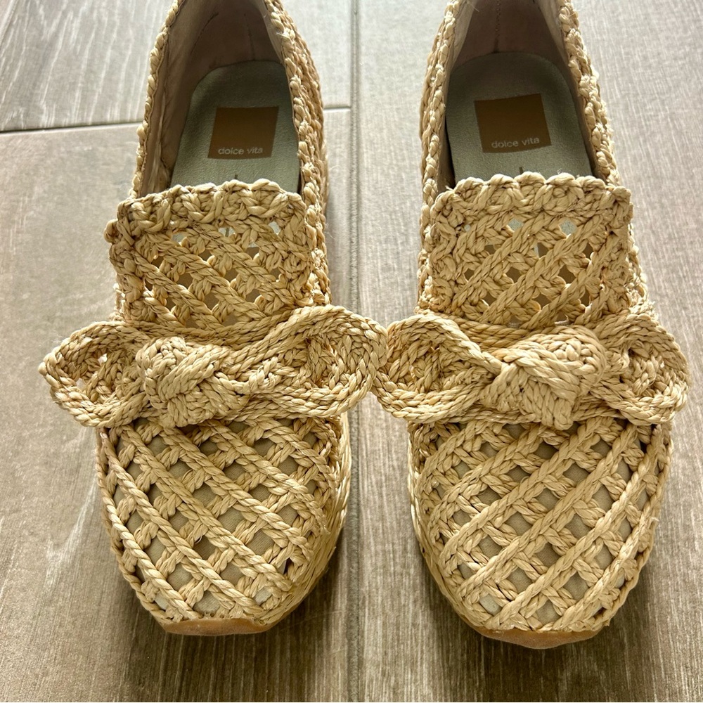 Dolce Vita Woven Beige Loafers with Bow